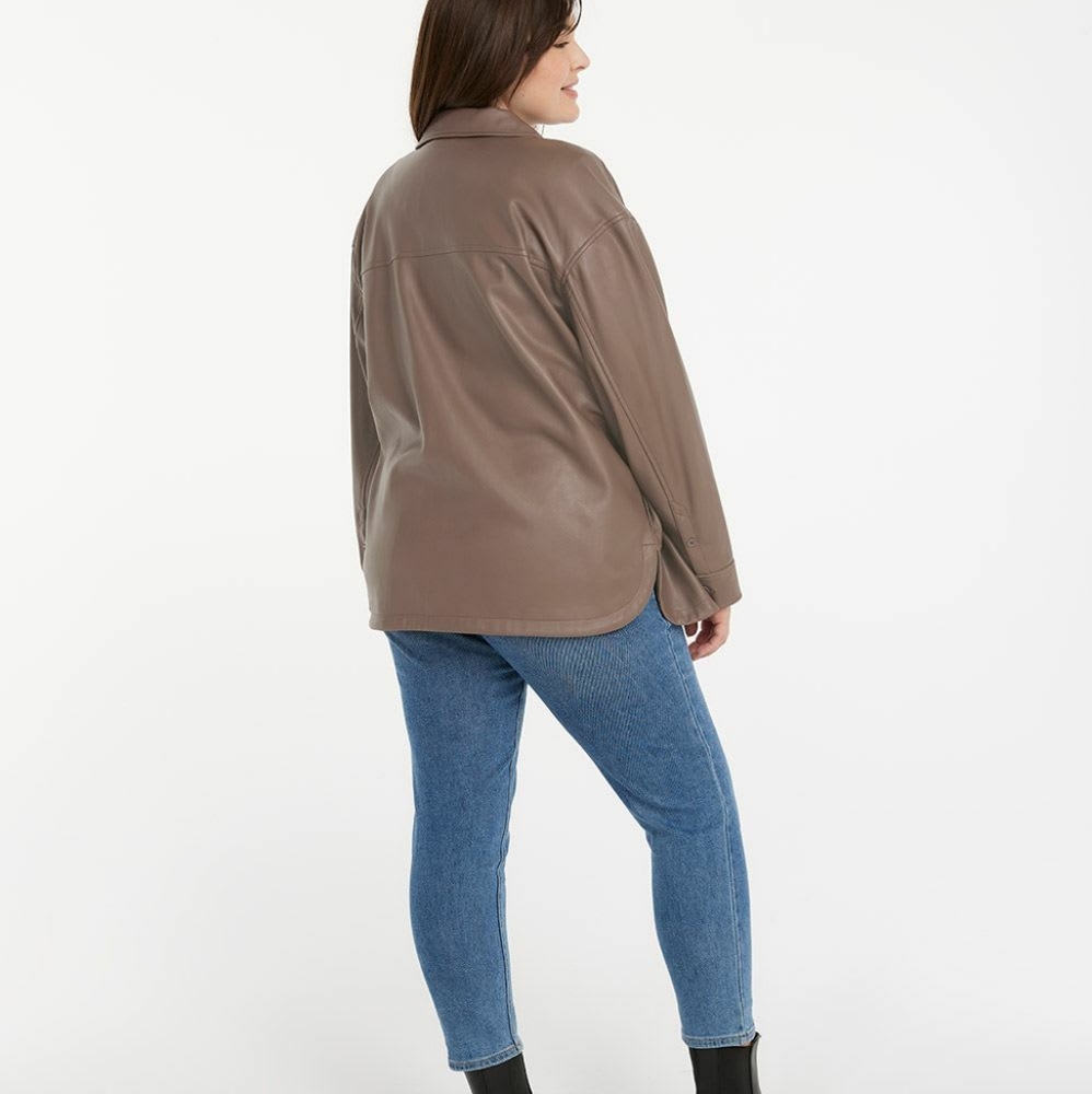 Reitman's Faux Leather Shacket brown iron size large jacket - Picture 3 of 10